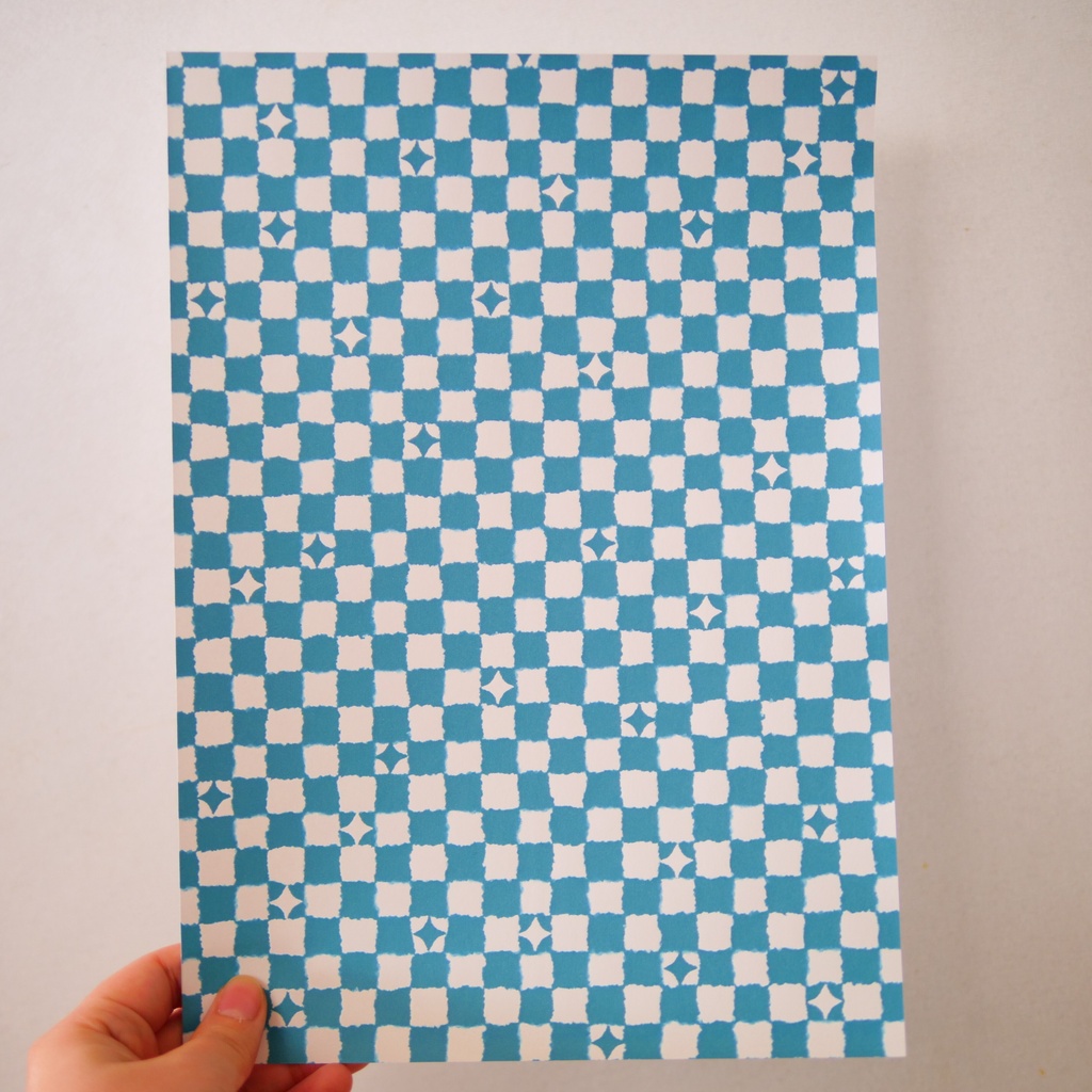 【A4/A5/DATE】Teal Wavy Check – Design Paper
