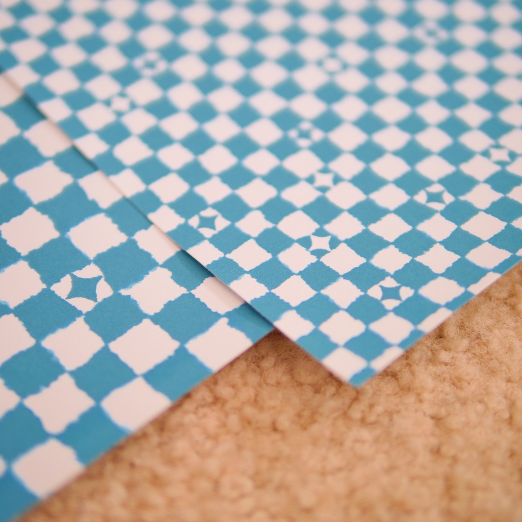【A4/A5/DATE】Teal Wavy Check – Design Paper