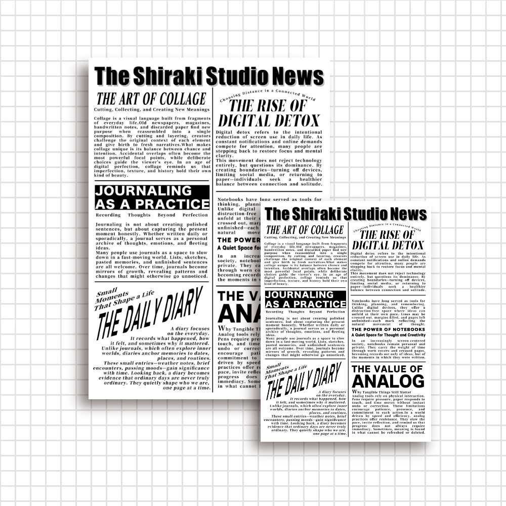 【A4/A5/DATE】Monochrome News – Design Paper