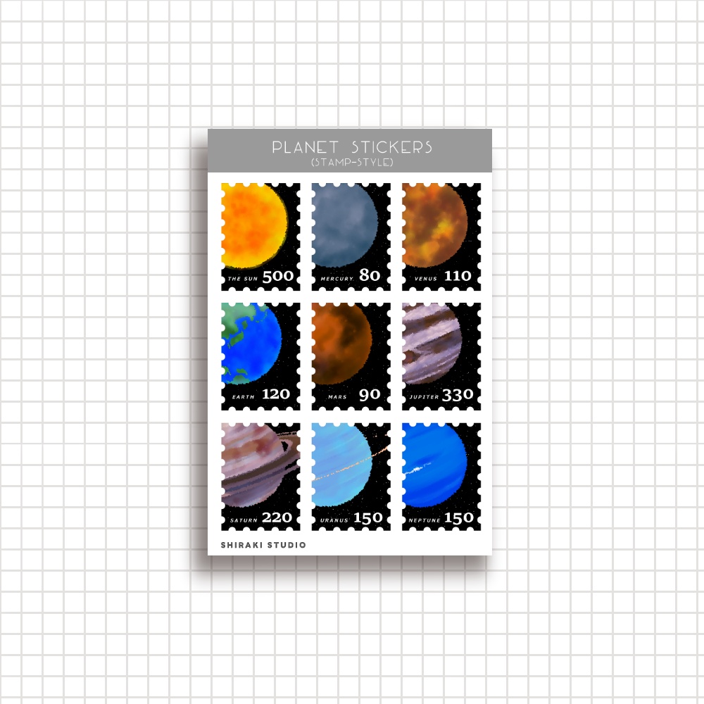 Planet Stickers (Stamp-Style)