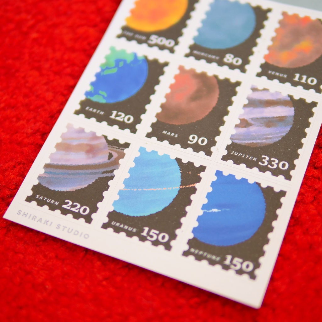 Planet Stickers (Stamp-Style)