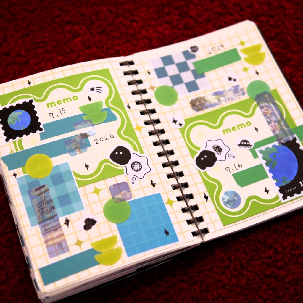 【A4/A5/DATE】Orange Stardust Grid – Design Paper