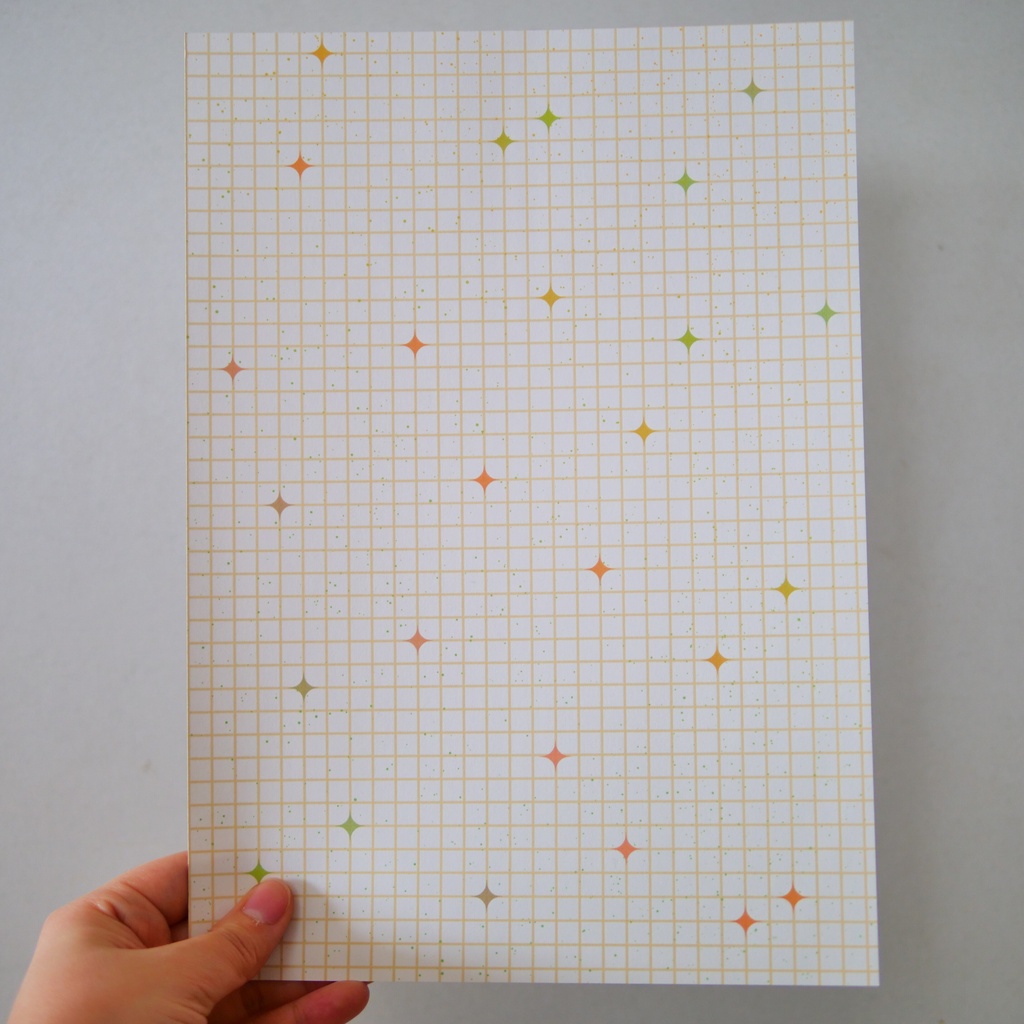 【A4/A5/DATE】Orange Stardust Grid – Design Paper