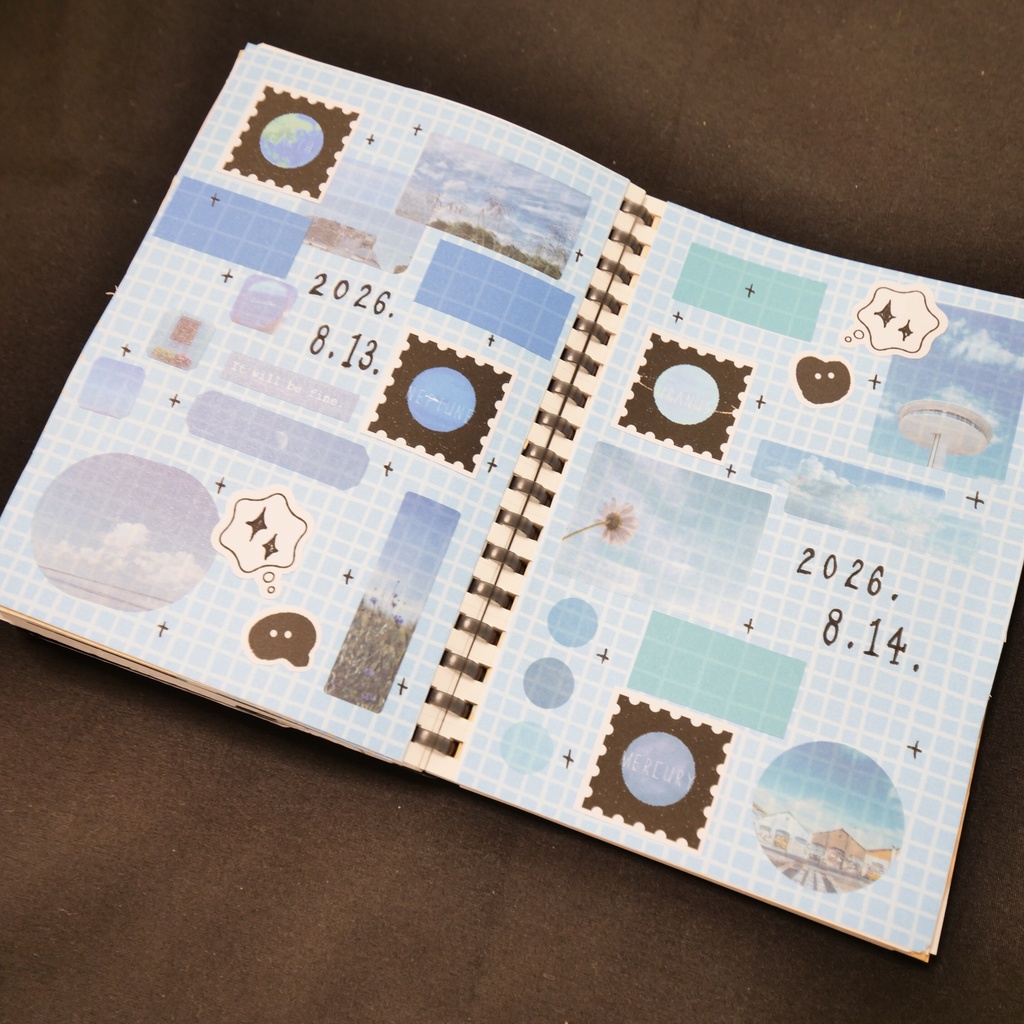 【A4/A5/DATE】Blue Wavy Grid – Design Paper