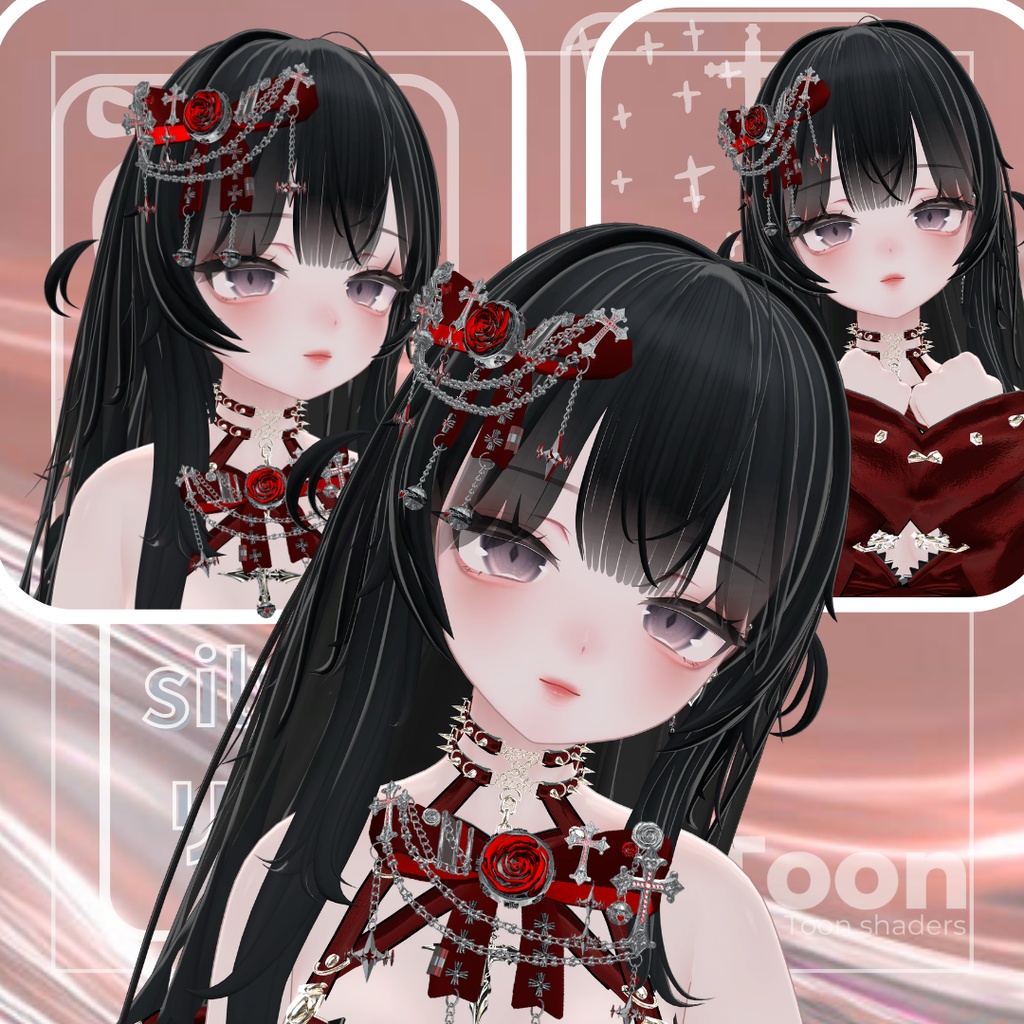 【VRC想定】【フォロワー3000人記念商品】ノワール・ローズリボン