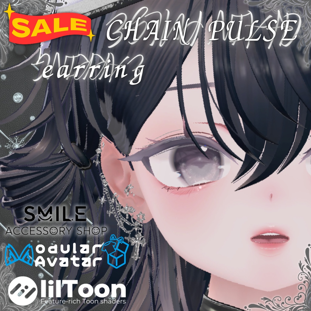 【VRC想定/20アバター対応】【MA対応】ピアス『チェーン・パルス』