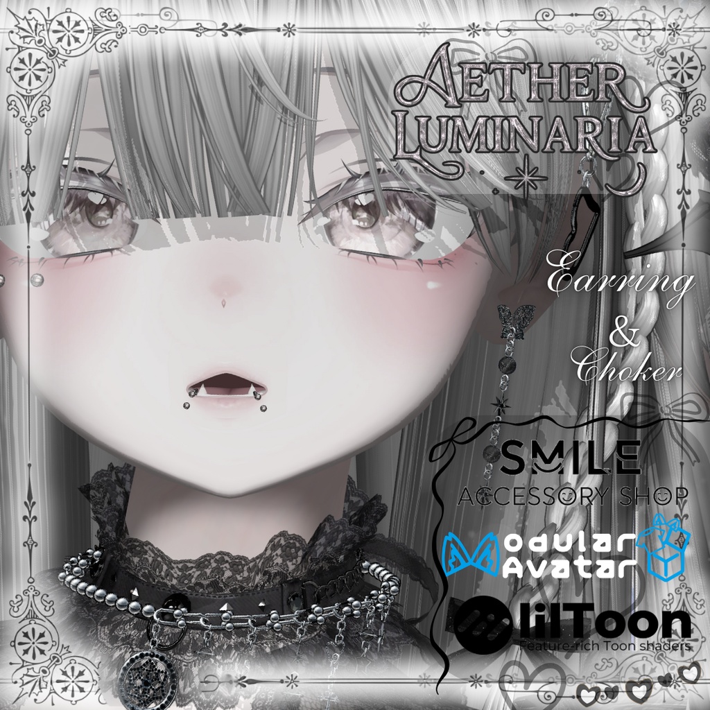 【24アバター対応】【MA対応】イアリング&チョーカー『エーテル・ルミナリア』