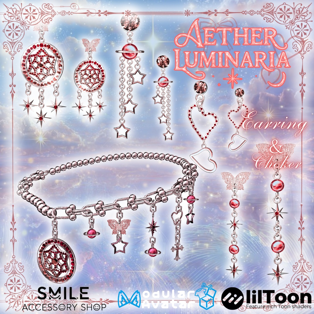 【24アバター対応】【MA対応】イアリング&チョーカー『エーテル・ルミナリア』