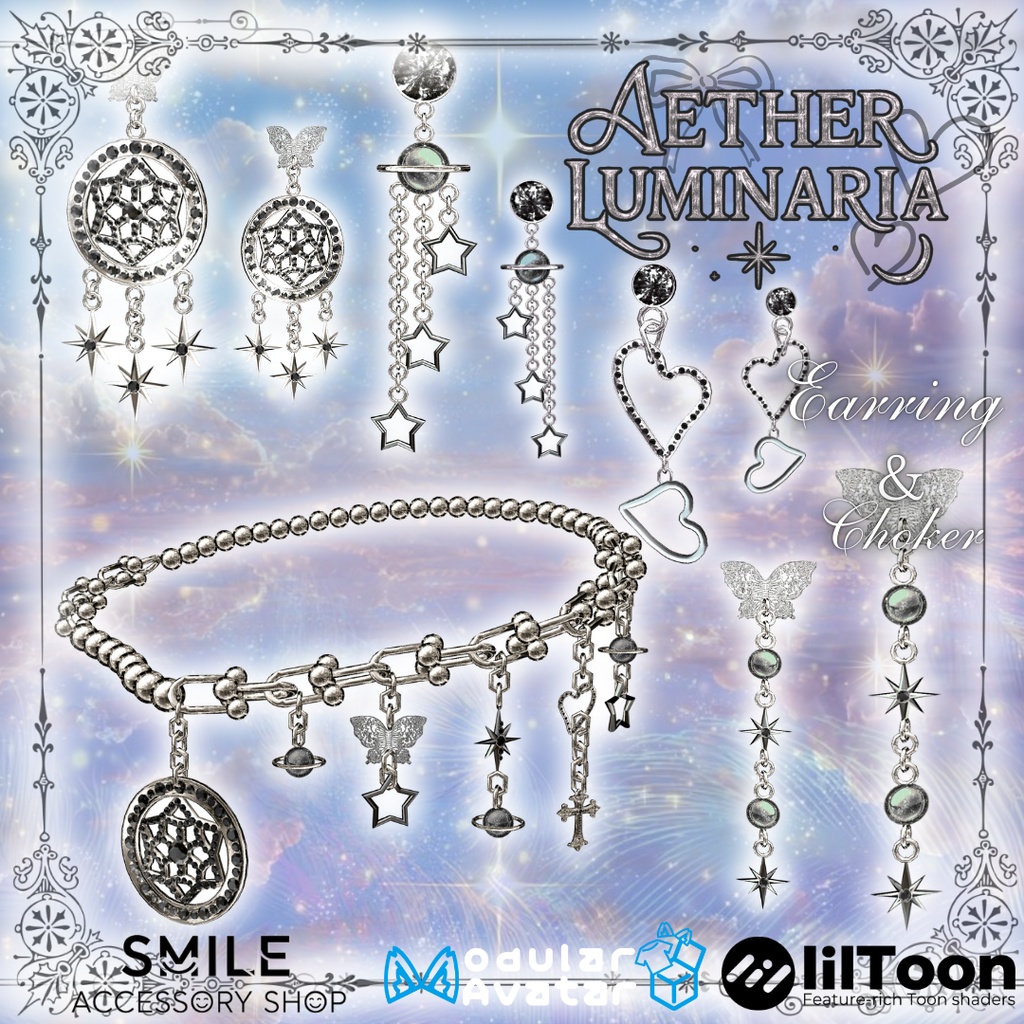 【24アバター対応】【MA対応】イアリング&チョーカー『エーテル・ルミナリア』