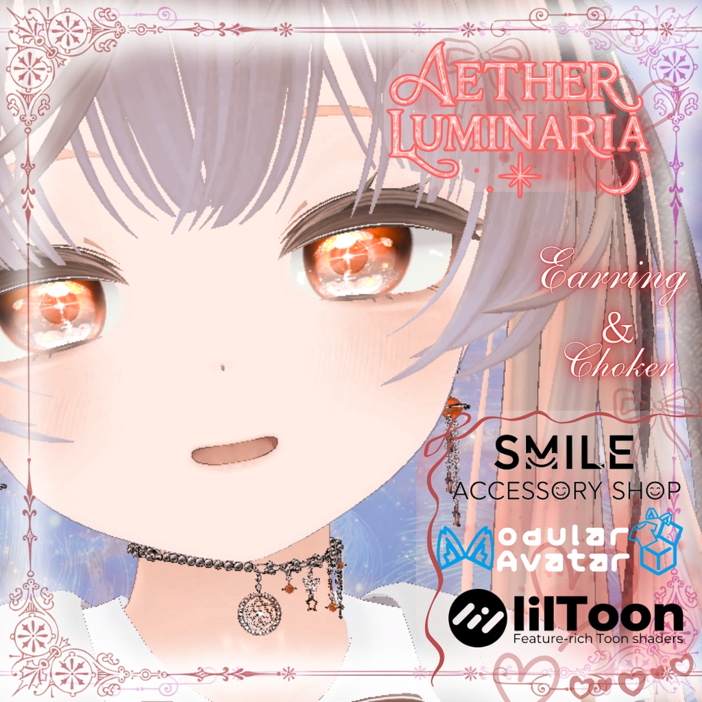 【24アバター対応】【MA対応】イアリング&チョーカー『エーテル・ルミナリア』