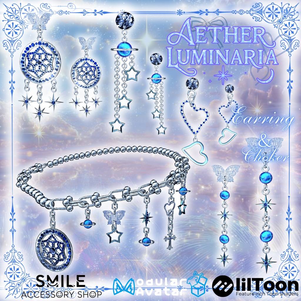 【24アバター対応】【MA対応】イアリング&チョーカー『エーテル・ルミナリア』