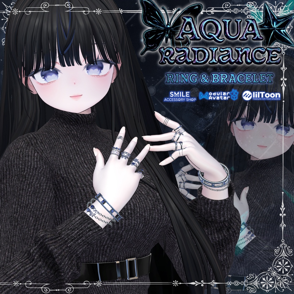 【20アバター対応】【MA対応】リング&ブレスレット『アクア・レディアンス』