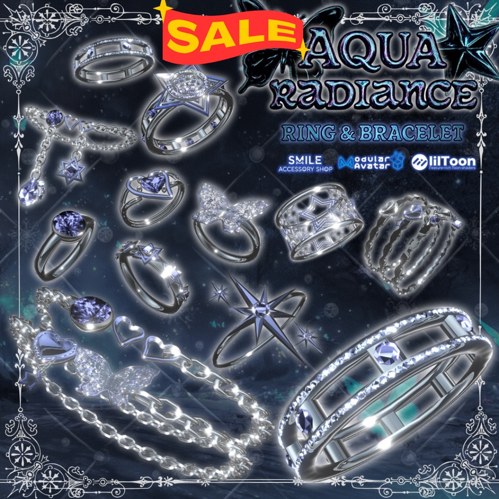 ✨SALE✨半額✨【21アバター対応】【MA対応】リング&ブレスレット『アクア・レディアンス』