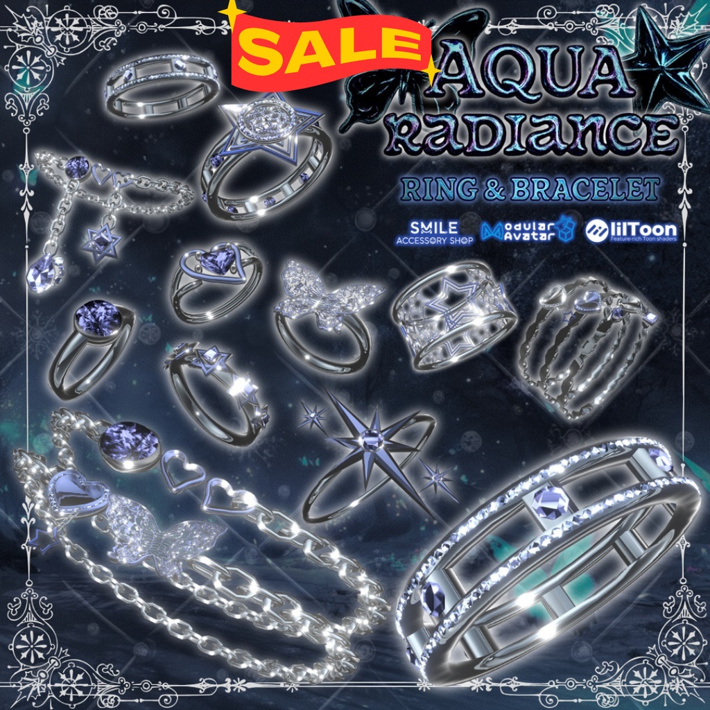 【20アバター対応】【MA対応】リング&ブレスレット『アクア・レディアンス』