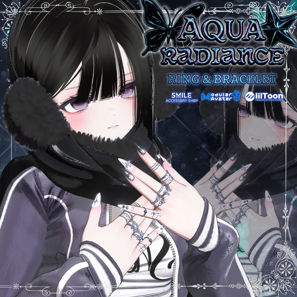 【20アバター対応】【MA対応】リング&ブレスレット『アクア・レディアンス』