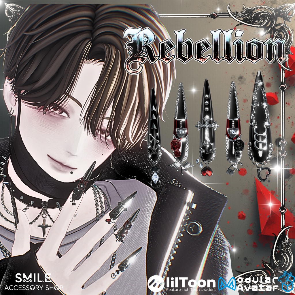 【23アバター対応】『Rebellion』ネイル