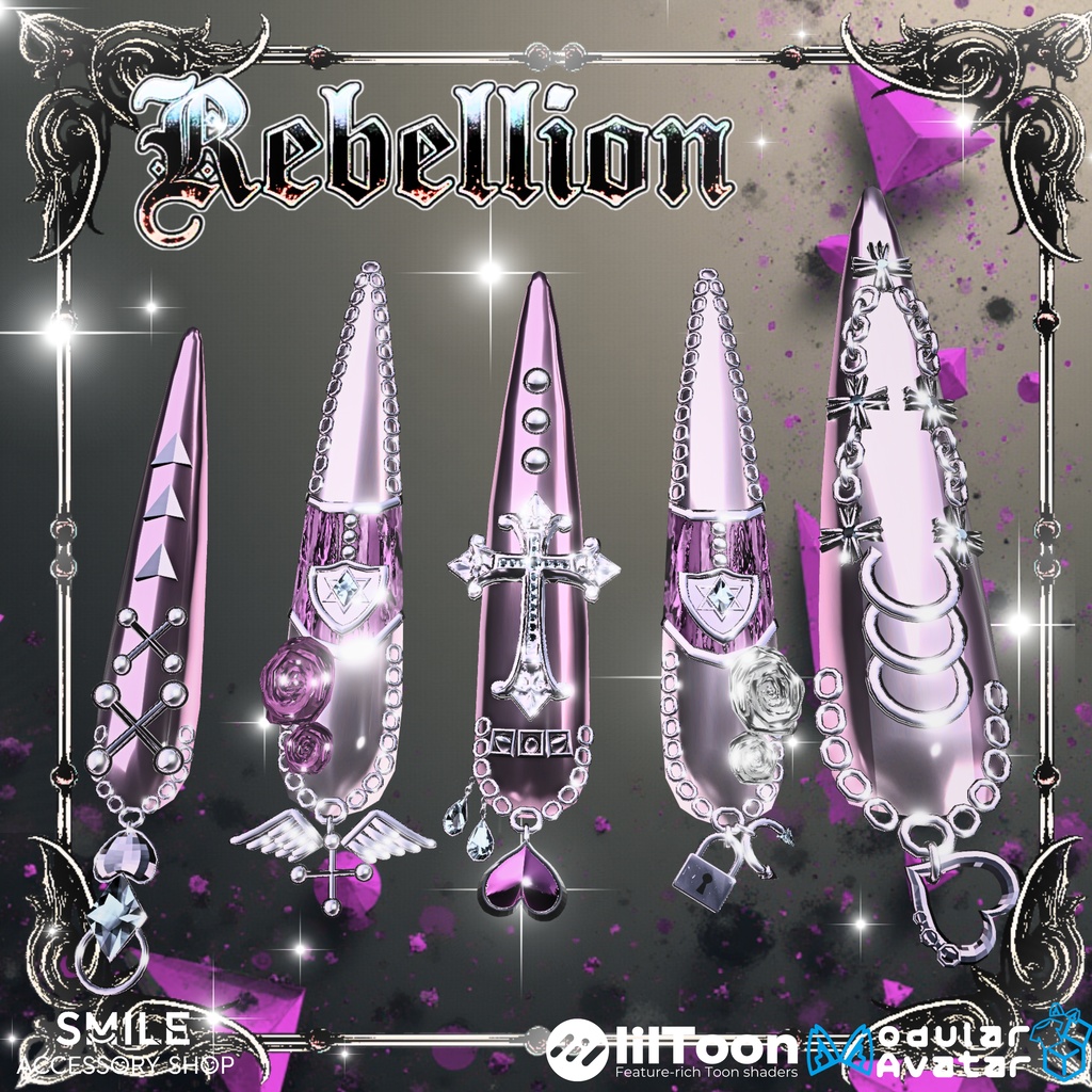 【23アバター対応】『Rebellion』ネイル【MA対応】