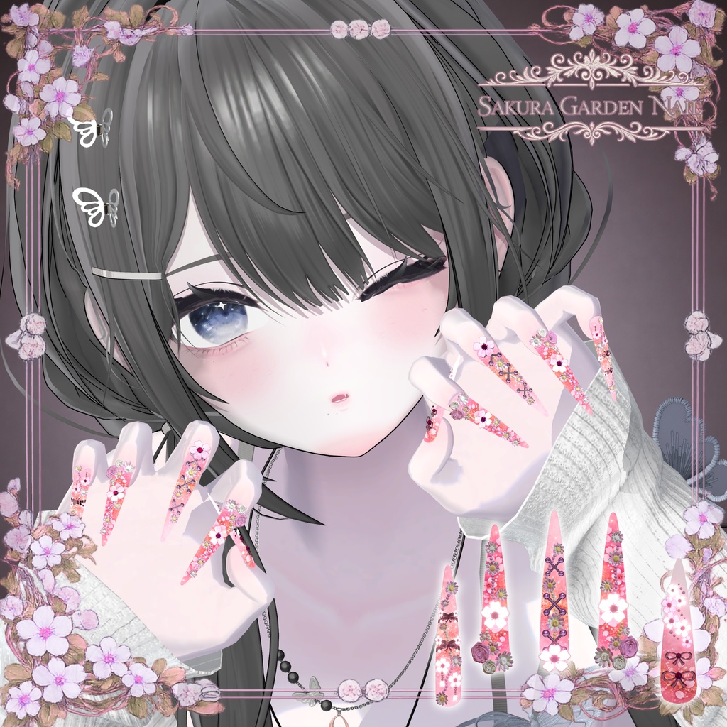 『Sakura Garden Nail』|桜ネイル【MA対応 / 35アバター対応 / 4Color】