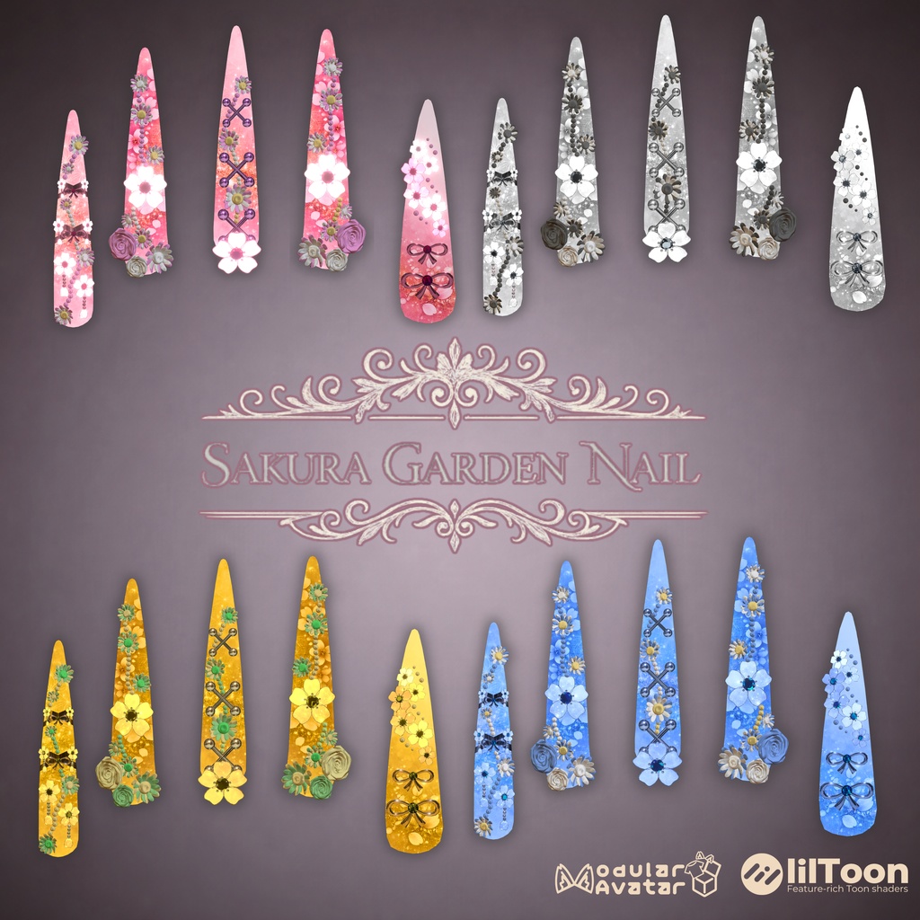『Sakura Garden Nail』|桜ネイル【MA対応 / 35アバター対応 / 4Color】