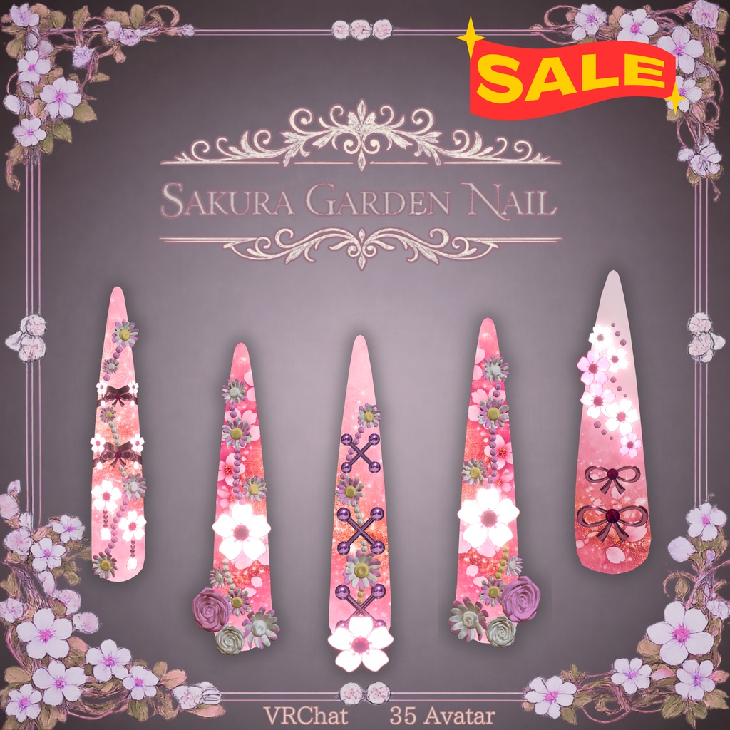 ✨SALE✨半額✨『Sakura Garden Nail』｜桜ネイル【MA対応 / 35アバター対応 / 4Color】