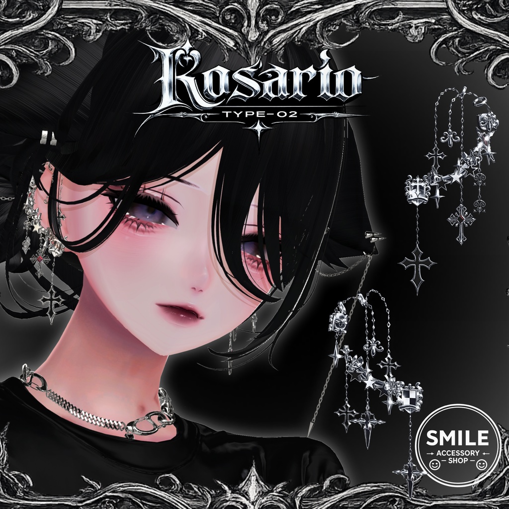 『Rosario type02』|ピアス【26アバター対応/MA対応】