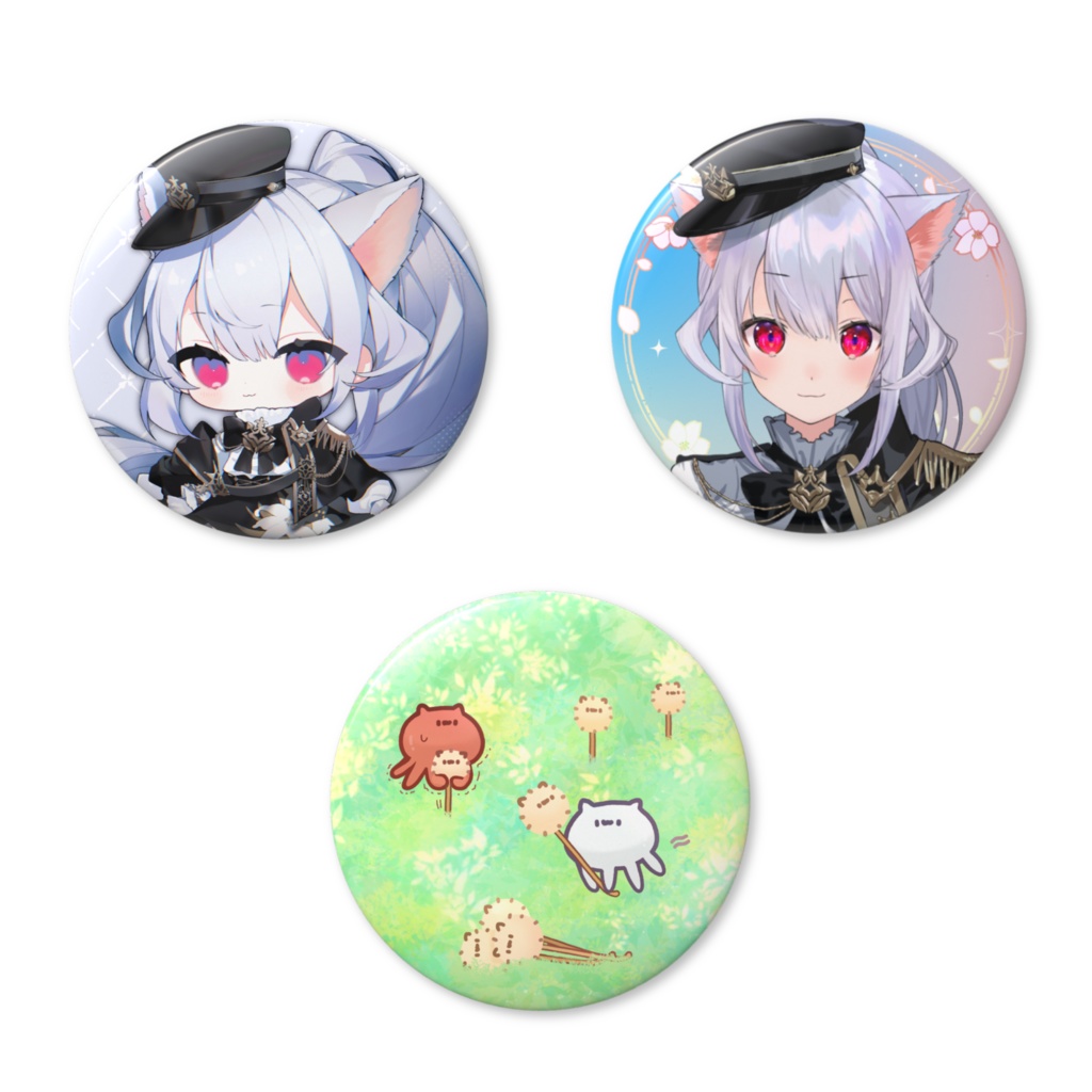 はるさめ ねここ🌸🐈 軍服衣装缶バッジ（全3種）
