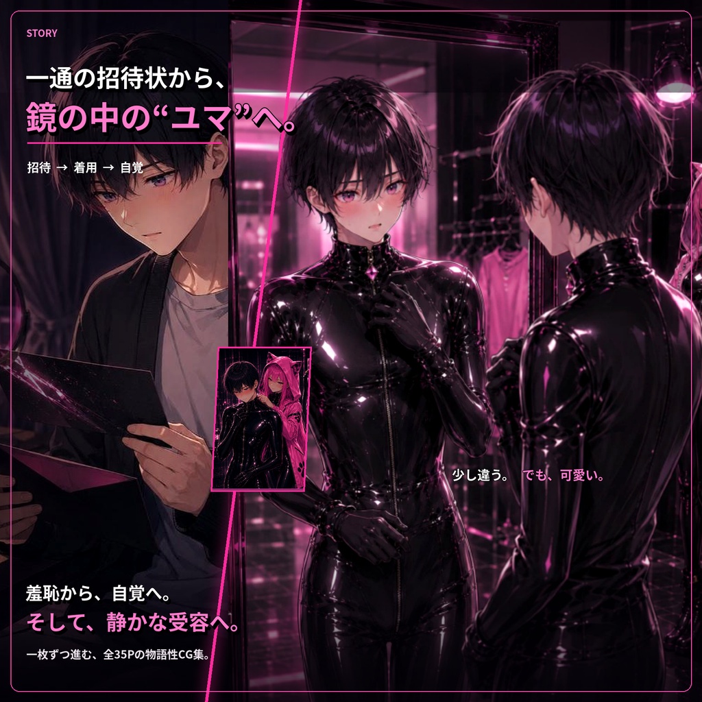 【公開記念600円/男の娘×高光沢ラバーCG集】このスーツを着ると、私は可愛くなる