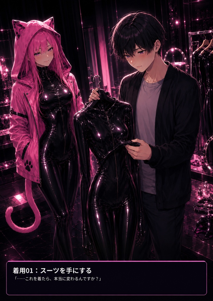 【公開記念600円/男の娘×高光沢ラバーCG集】このスーツを着ると、私は可愛くなる