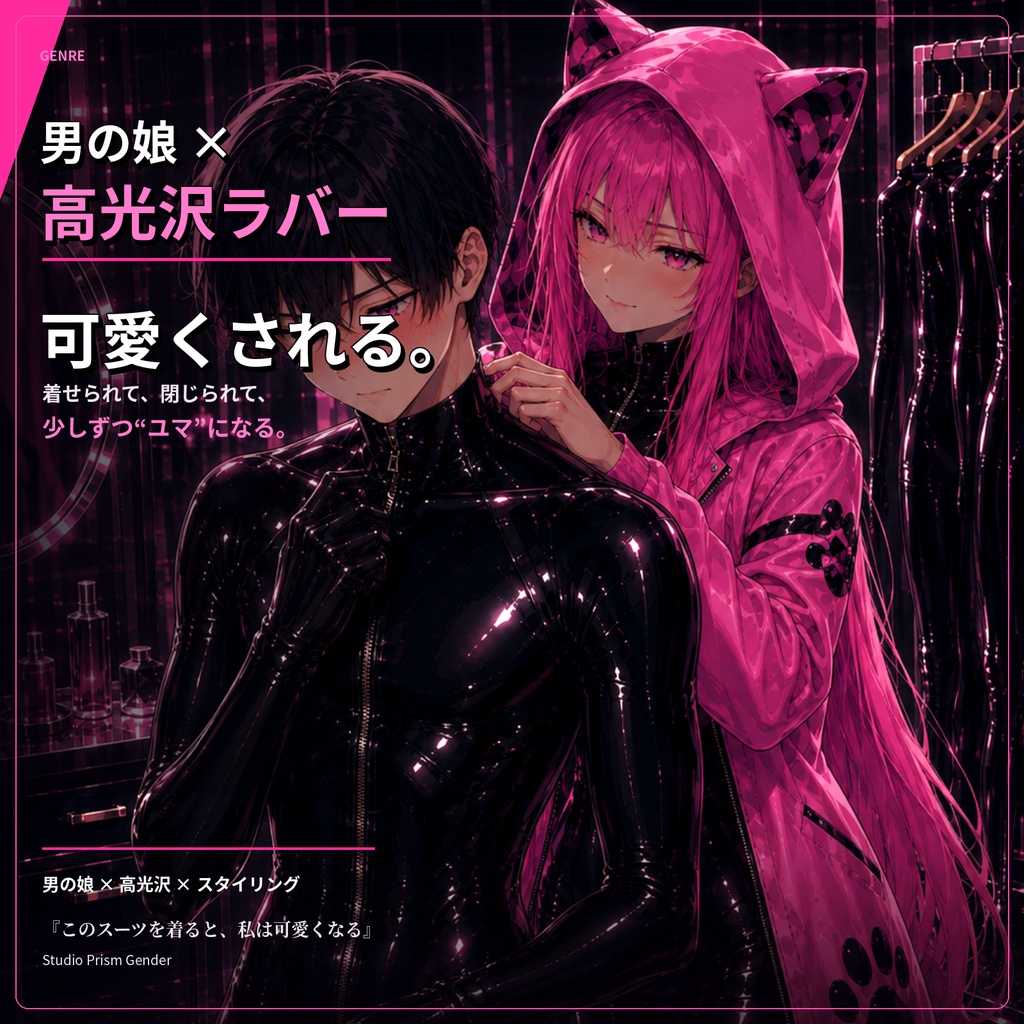 【公開記念600円/男の娘×高光沢ラバーCG集】このスーツを着ると、私は可愛くなる