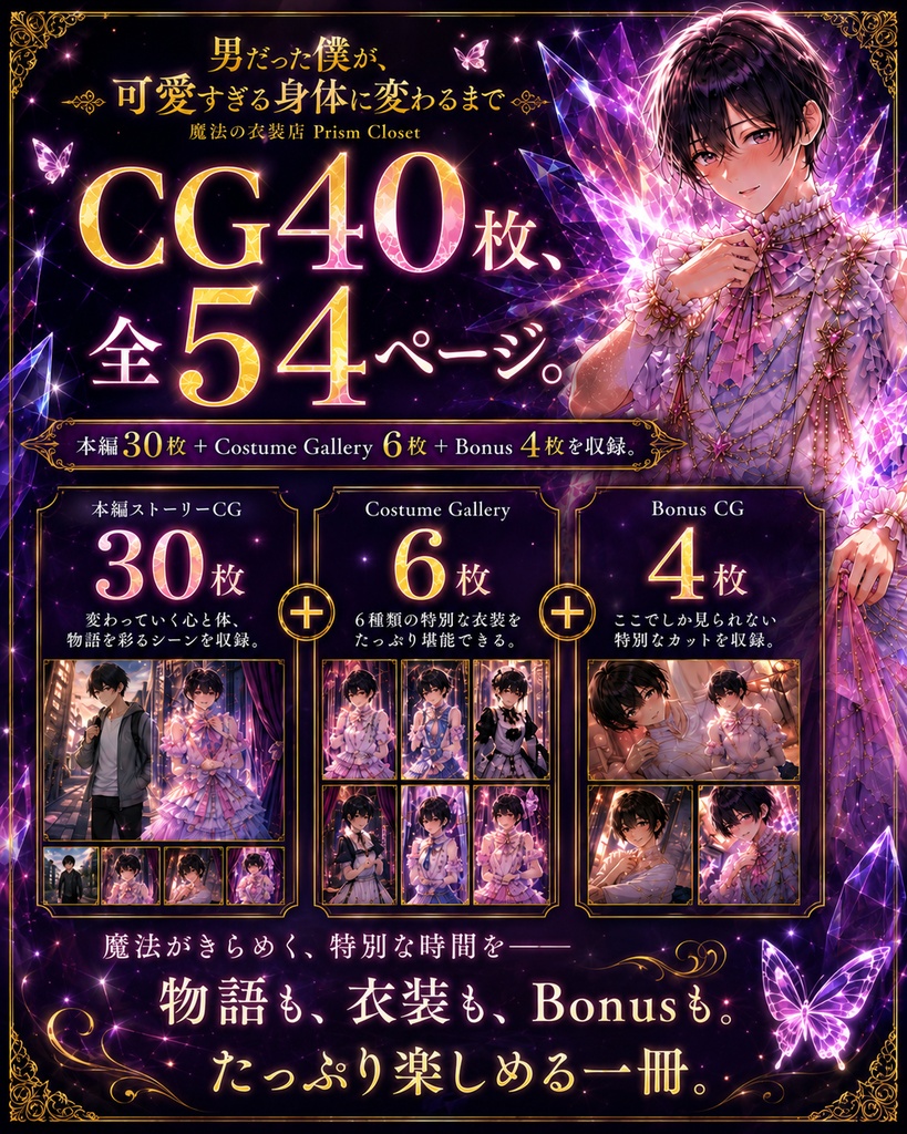 『男だった僕が、可愛すぎる身体に変わるまで【男の娘TSF変身CG集/40枚】』