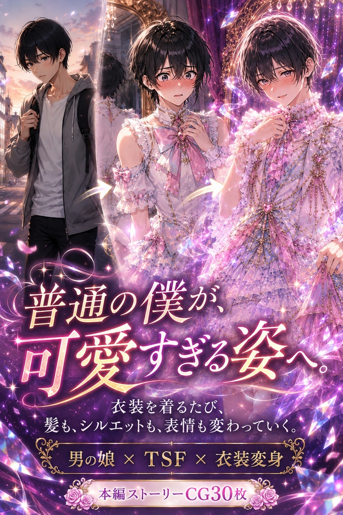 『男だった僕が、可愛すぎる身体に変わるまで【男の娘TSF変身CG集/40枚】』