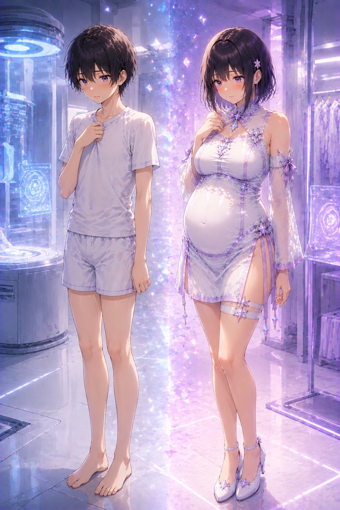 【公開記念セール】男の娘ボテ腹変身 ~膨らむ身体と、受け入れるまで~【TSF・男の娘変身CG集】