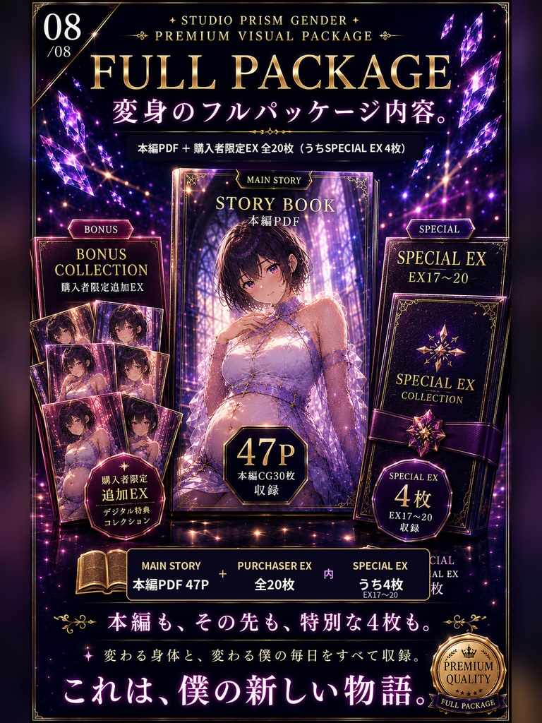 【公開記念セール】男の娘ボテ腹変身 ~膨らむ身体と、受け入れるまで~【TSF・男の娘変身CG集】