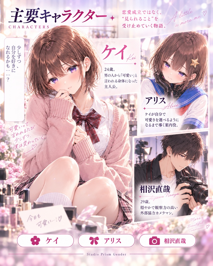 『男だった僕が、男の人から「可愛い」と言われる身体になりました』【男の娘TSF変身CG集】