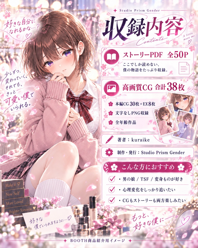 『男だった僕が、男の人から「可愛い」と言われる身体になりました』【男の娘TSF変身CG集】