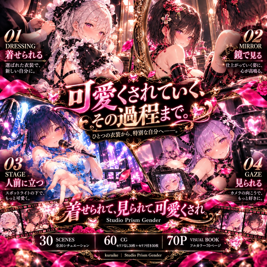 着せられて、見られて、可愛くされ。【男の娘×高光沢コスチュームCG集】