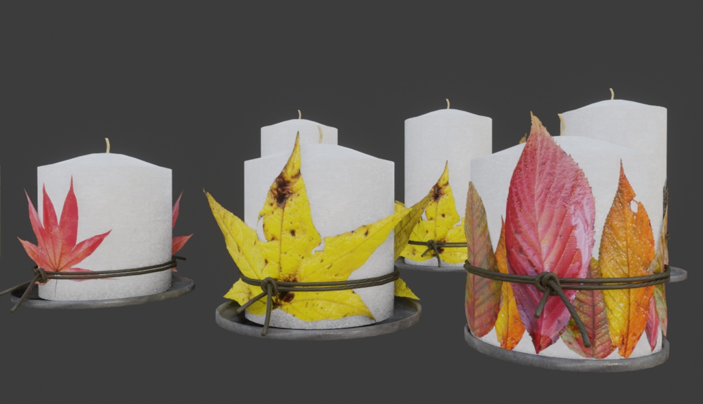 【VRChat想定】秋の装飾セット と 焼き芋ギミックセット