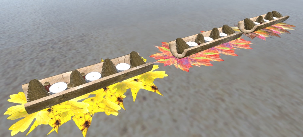 【VRChat想定】秋の装飾セット と 焼き芋ギミックセット