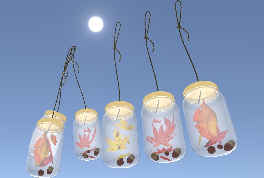 【VRChat想定】秋の装飾セット と 焼き芋ギミックセット