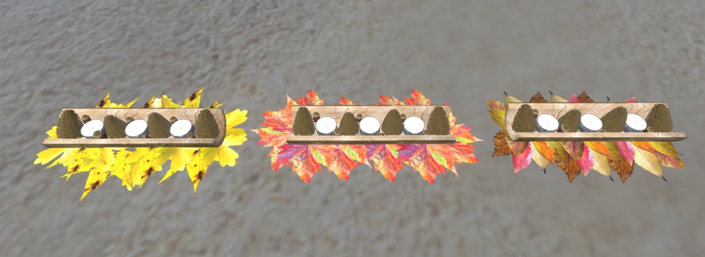 【VRChat想定】秋の装飾セット と 焼き芋ギミックセット