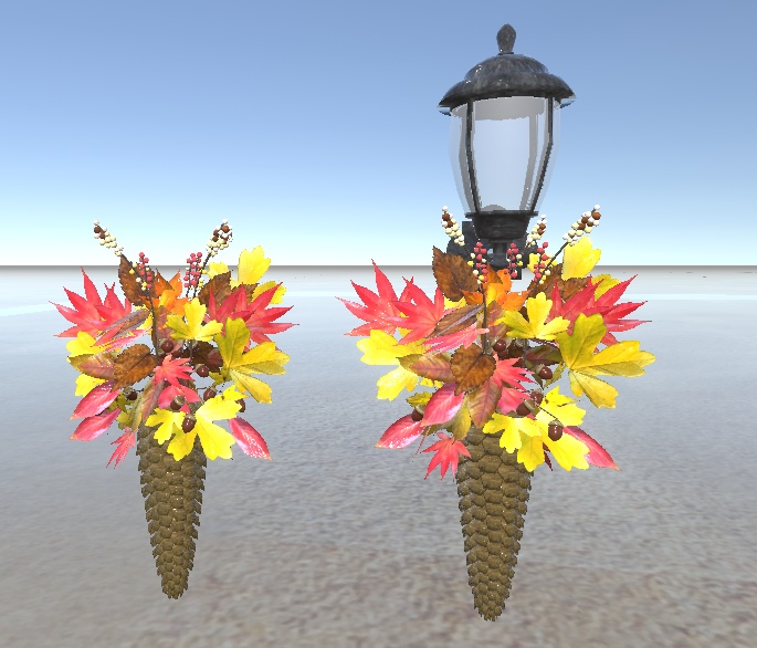 【VRChat想定】秋の装飾セット と 焼き芋ギミックセット