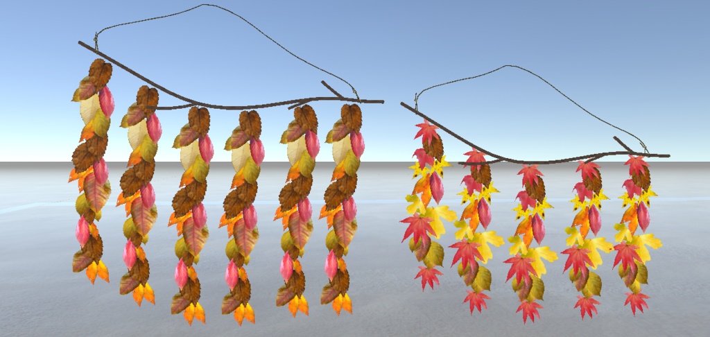 【VRChat想定】秋の装飾セット と 焼き芋ギミックセット