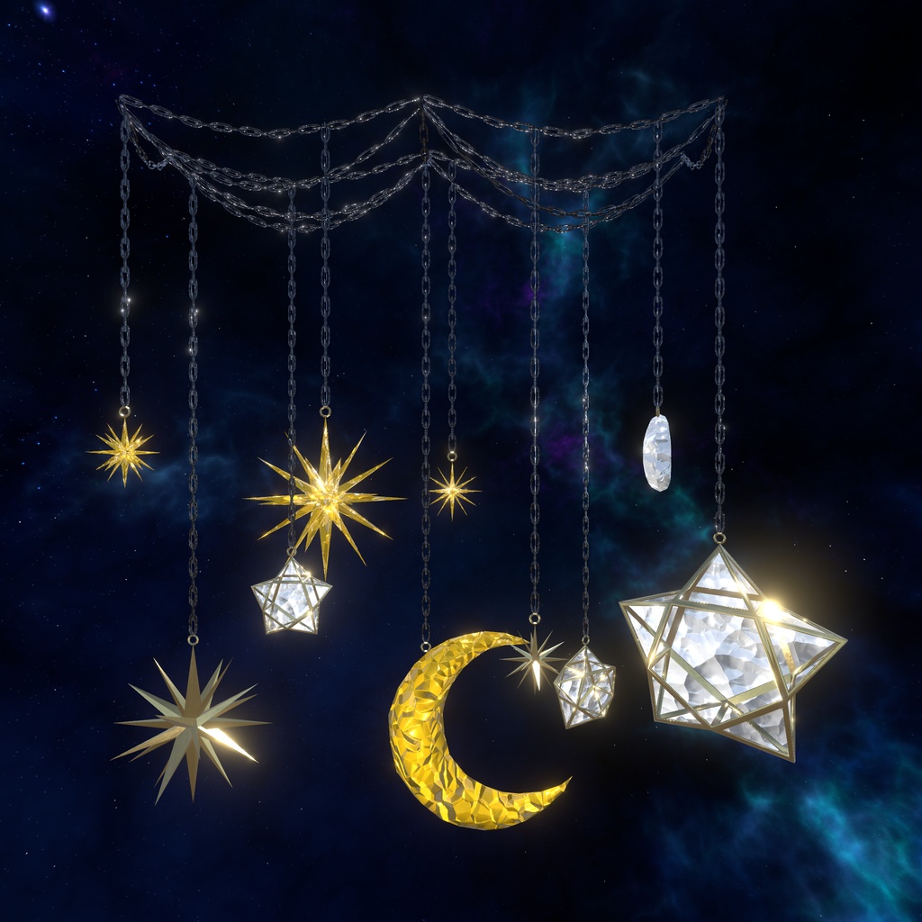 【VRChat想定】夜空インテリア(135点)