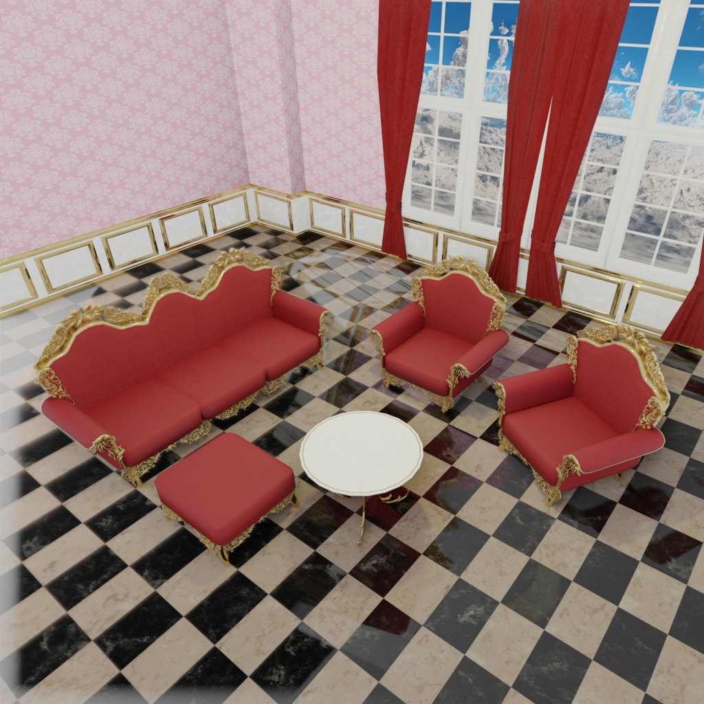 洋風な雰囲気の部屋と高級っぽい家具たち(54点)