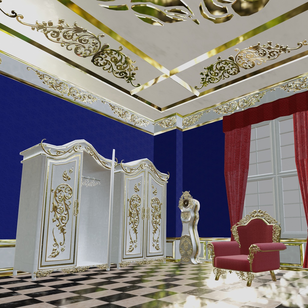 洋風な雰囲気の部屋と高級っぽい家具たち(54点)