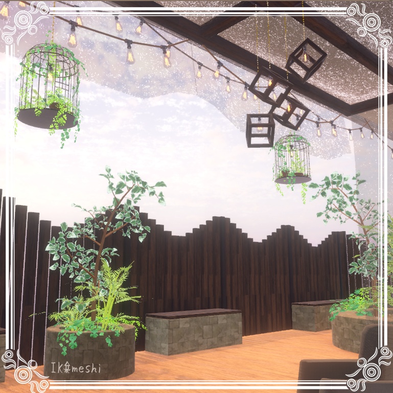 キッチンを作る予定が、気づいたら庭まで作っていたセット(多分530点)