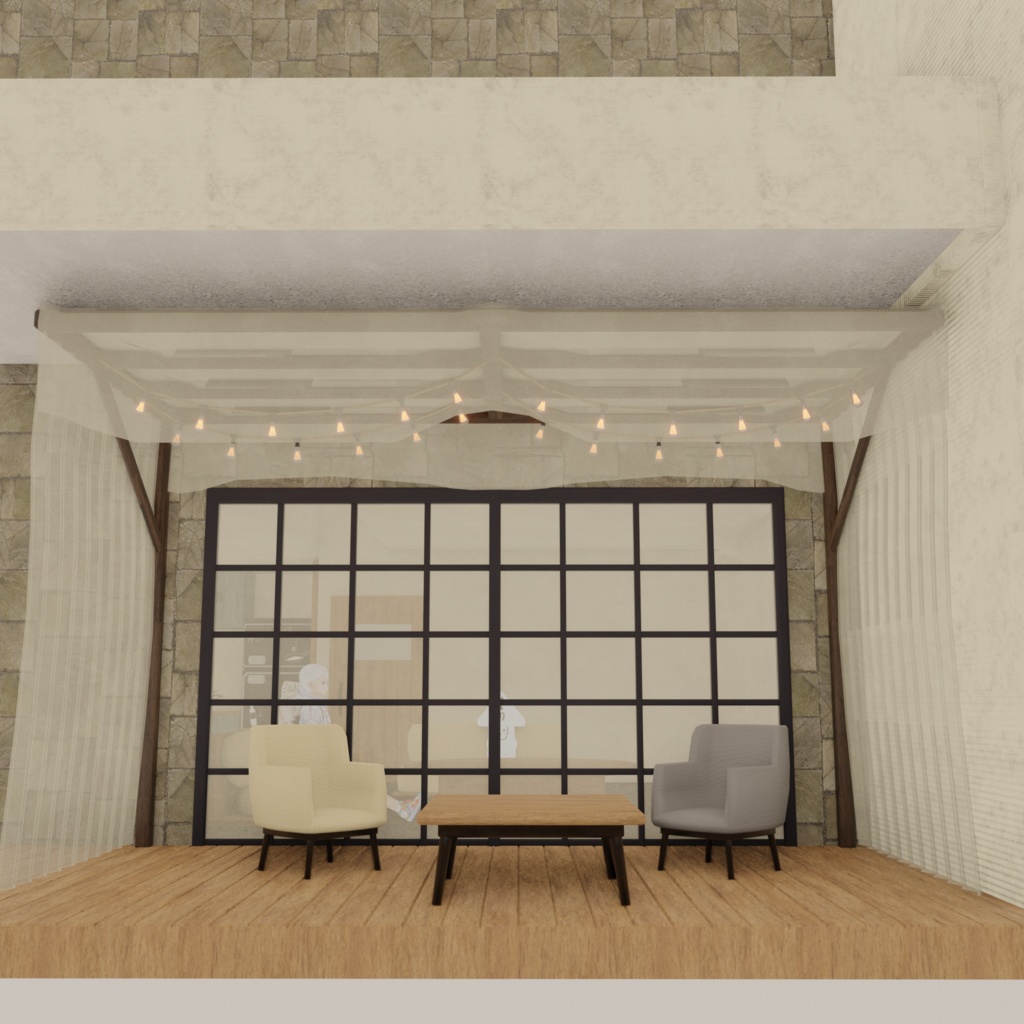 キッチンを作る予定が、気づいたら庭まで作っていたセット(多分530点)