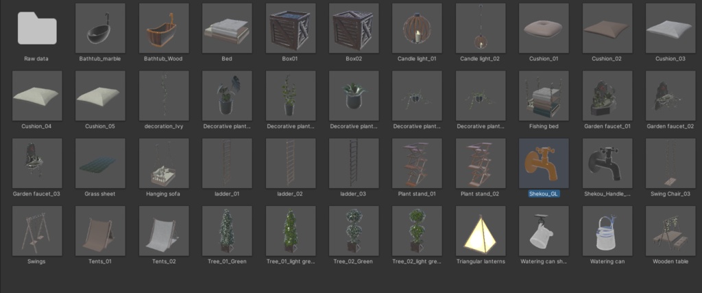 【VRChat想定】ミニチュアガーデンを作っていたら普通に家具となっちゃったアセット(65点)