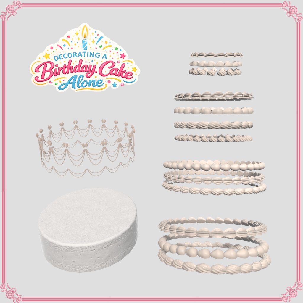 【VRChat想定】一人ぼっちで飾る誕生日ケーキ(124点)