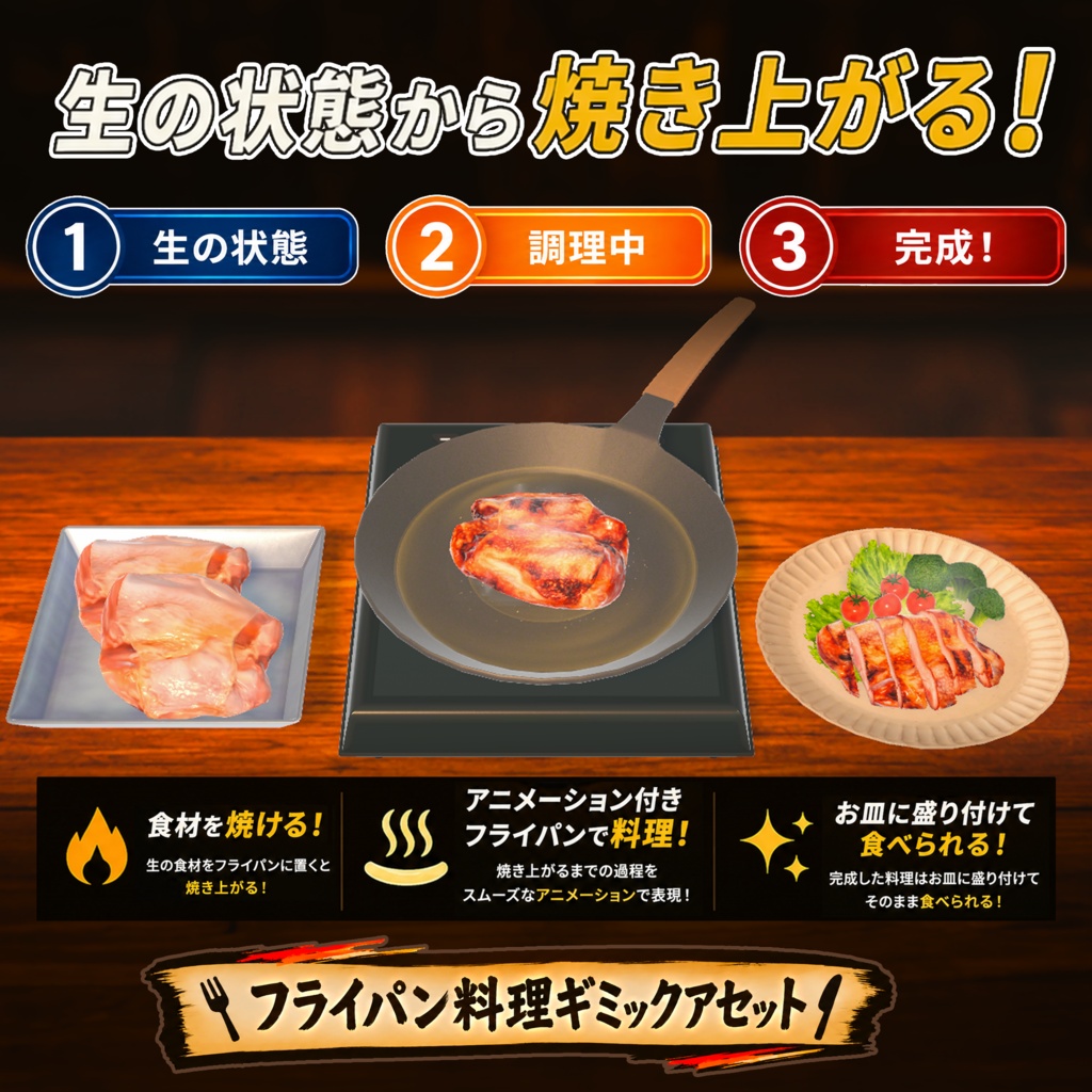 【VRChat想定】フライパン飯